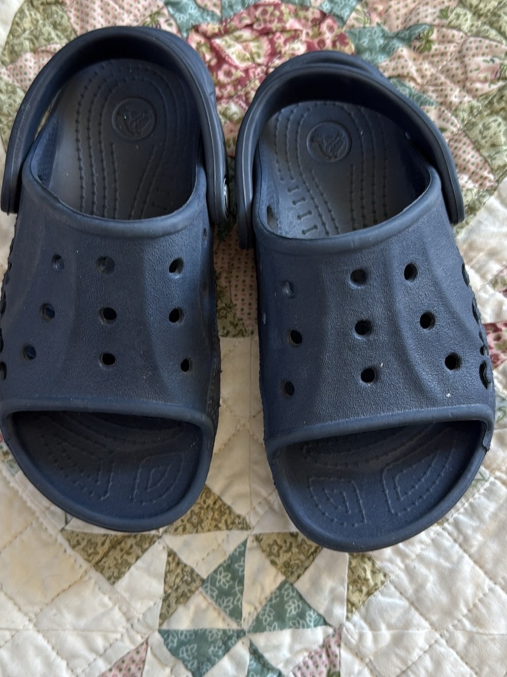 CROCS Kids Navy Slide Sandals with Heel Strap